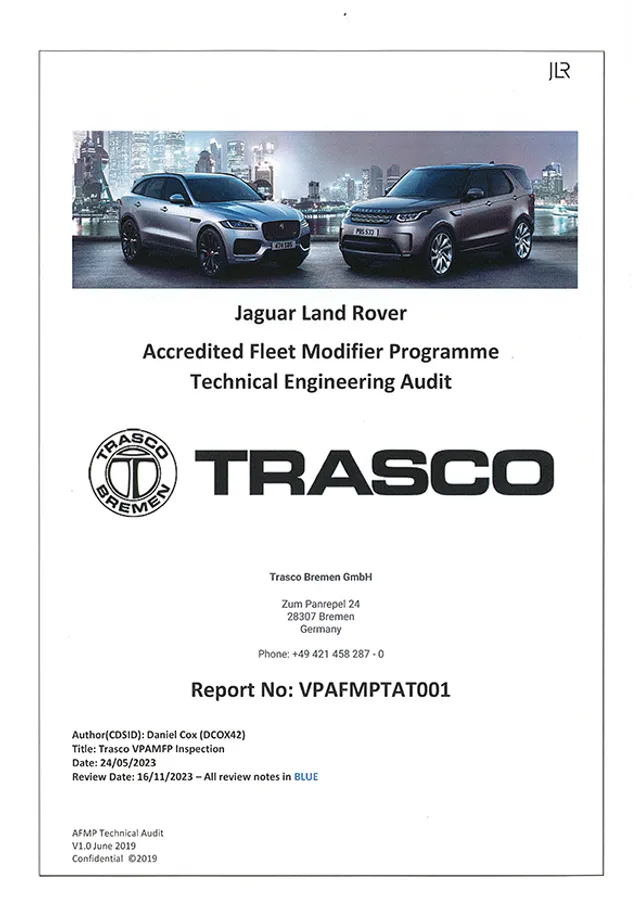 Technical Engineering Audit von Jaguar Land Rover – Akkreditierung von TRASCO