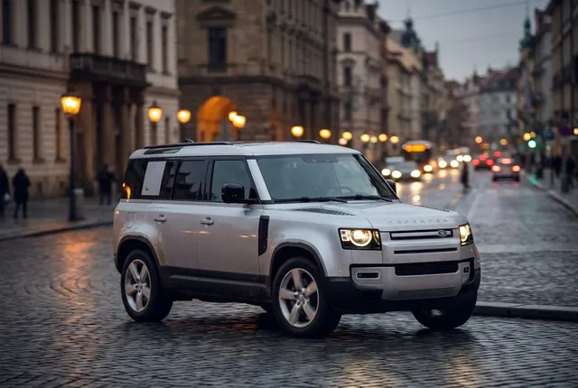 Defender A-KIP® on escort duty in a European city at dusk